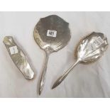 3 PIECE SILVER BACKED DRESSING TABLE SET B'HAM 1929