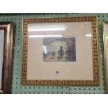 VIEW OF A GROUP OF CHILDREN WITH THEIR GOVERNESS IN A LANDSCAPE, LABEL VERSO, IN GOOD GILT FRAME