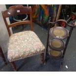 BARLEY TWIST 3 TIER CAKES STAND & A MAHOGANY DINNING CHAIR