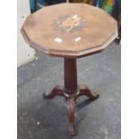 PILLAR TRIPOD TABLE WITH FLOWER INLAY