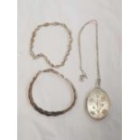 SILVER CHAIN & PENDANT & 2 SILVER BRACELETS