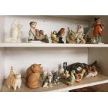 2 SHELVES OF CHINA ANIMALS ETC