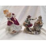 2 CHINA FIGURES, 1 BY ROYAL ADDERLEY ANNETTE & 1 OTHER WITH 'N' GERMAN MARK BOTH A/F