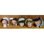 5 SMALL ROYAL DOULTON TOBY JUGS ATHOS IS D6452, ARAMIS IS D6454 & CAPTAIN AHAB D6506 & 2 OTHERS