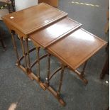 MAHOGANY NEST OF 3 TABLES