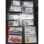3 ALBUMS CONTAINING SHIP RELATED FDC'S GB, CHANNEL ISLANDS & WORLD COVERS