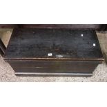 BLACK PAINTED WOODEN CHEST OR BLANKET BOX