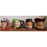 4 ROYAL DOULTON SMALL TOBY JUGS, 1 NAMED 'GONE AWAY' & 3 OTHERS