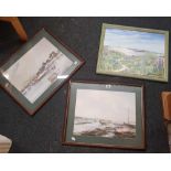 2 F/G BRIAN HAYES PRINTS OF ESTUARY SCENES & 1 OTHER PICTURE BY TRESCO SCILLY BEACH