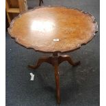 FRAMED VENEERED PIE CRUST EDGE TRIPOD TABLE