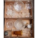 2 CARTONS OF MIXED GLASS WARE INCL: FLOWER VASES, WINE GLASSES, BOWLS & OTHER GLASS WARE