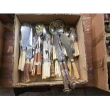 CARTON OF BONE HANDLED CUTLERY INCL: SOUP LADLES & SALAD SERVERS