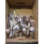 CARTON WITH QTY OF PLATED TABLE SPOONS & OTHERS