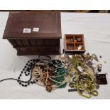 WOODEN JEWEL CASKET BOX WITH CONTENTS
