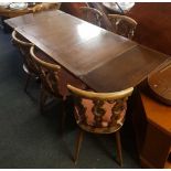 ERCOL OLD COLONIAL EXTENDING DINNING TABLE WITH 6 CHAIRS
