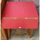 RED FORMICA TOPPED DROP FLAP KITCHEN TABLE