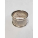 A WIDE SILVER NAPKIN RING - B'HAM, HALL MARKED