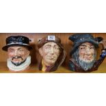 3 LARGE ROYAL DOULTON FIGURES INCL: THE BEEFEATER D6206, APPY NO NUMBER, & RIP VAN WINKLE D6438