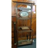 OAK OVAL BEVELLED EDGE MIRROR BACK HALL STAND