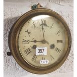 BRASS BULK HEAD CLOCK WITH ROMAN NUMERALS