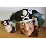 2 ROYAL DOULTON TOBY JUGS, 1 LARGE 1 SMALL, LONG JOHN SILVER D6335 & D6386