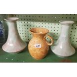 POTTERY VASE WITH 2 POTTERY VASES