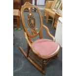 MAHOGANY INLAID ROCKING CHAIR