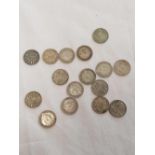 OLD SILVER 3 PENCE'S (16)