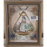 An 18th Century masonic soloured print "Keep within the compass"