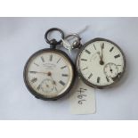 Two gents silver pocket watches - 1 x a/f face - 1 x JN Masters Ltd of Rye with seconds dial