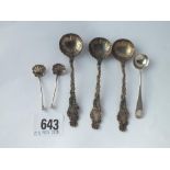 Six various Victorian and other salt spoons