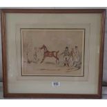 George Cruikshank - "Selling a horse" - 6.5" x 8.5" - sgned with initials