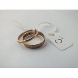 Two wedding bands in 9 ct - Size N & Q - 2.8gms