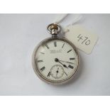 A gents silver pocket watch by Barnes & Sons with seconds dial