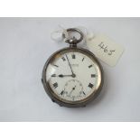 A gents silver pocket watch by H Samuel with seconds dial