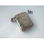 An unusual Victorian vesta case with cigar cutter in hinge cover. B'ham 1887