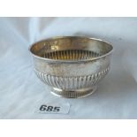 A half fluted sugar bowl on rim foot, 3.5" wide. Sheffield 1887