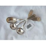 A pair of salt spoons. London 1859 and a mustard spoon 1836