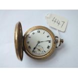 A gents gilt pocket watch (missing winder) with seconds dial