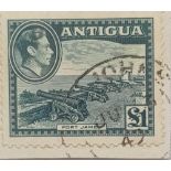 Antigua SG109 -1948 - £1 top value on piece. Fine copy. Cat £70