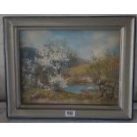 C.J Fox - "Flowering plants by river" - 10" x 13" - Signed