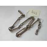A silver long linked Albert chain - 39gms
