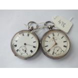 Two silver pocket watches - 1 x missing winder & both with seconds dial