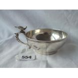 A continental silver (800 standard) bowl with bird decorated handle, 4.25" over handle. 74gms.