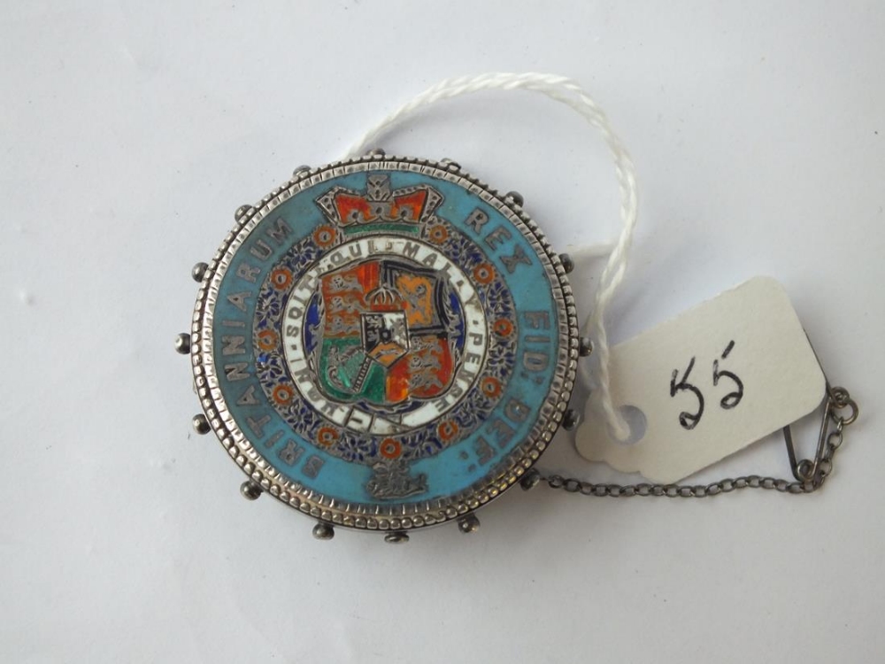 An enamelled coin brooch - George III 1816