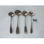 Four Scottish Georgian salt spoons. Glasgow 1820 etc.