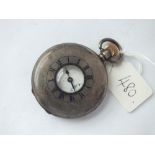 A gents silver half hunter pocket watch by Pinnacle with seconds dial - damaged foce
