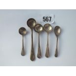 Five various cruet spoons