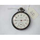 A silver gents pocket watch by Guiot of Paris with seconds sweep