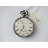 A gents silver pocket watch by Thomas Russel & Son with seconds dial